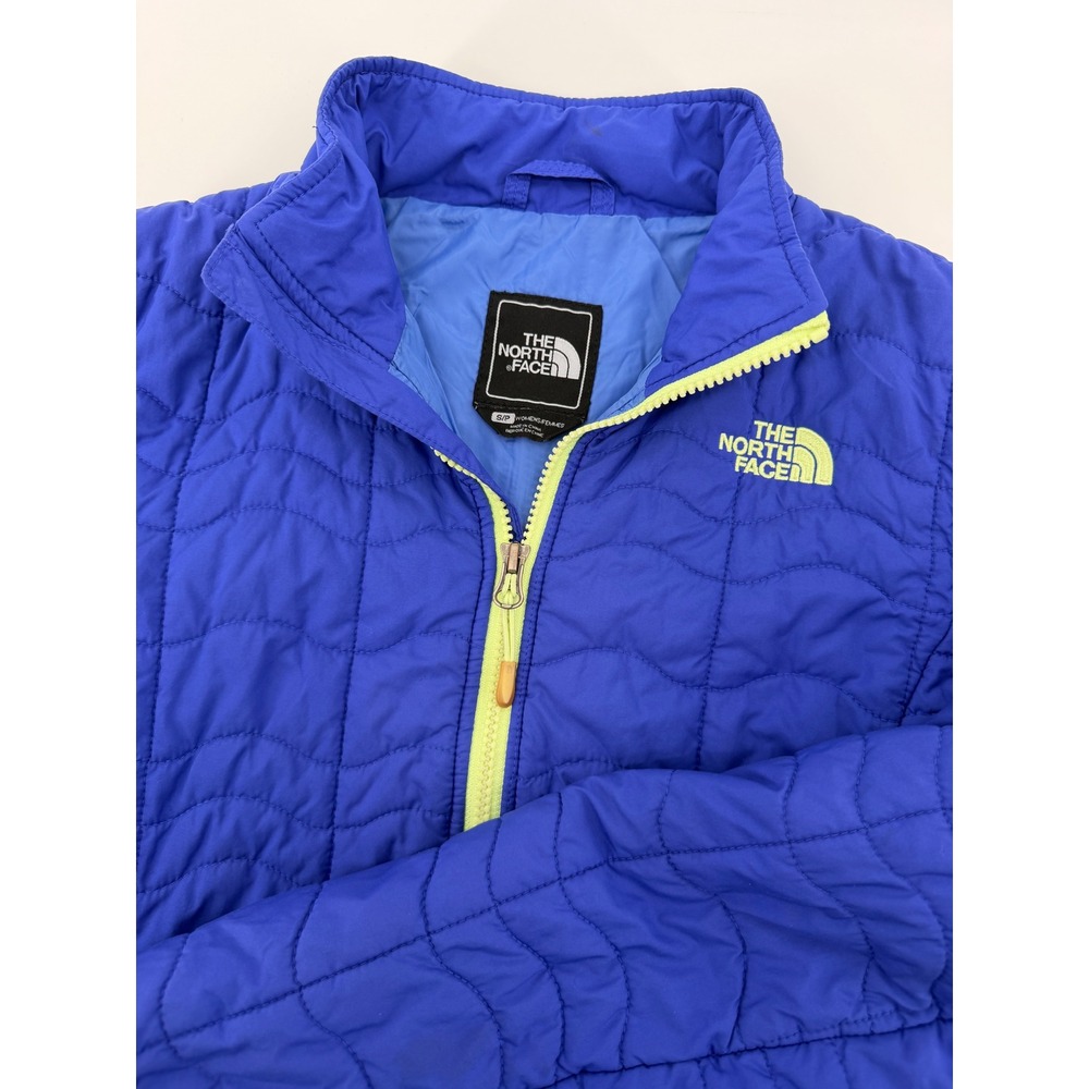 The North Face Thermoball Quilted Jacket Blue Lime Green Womens Small